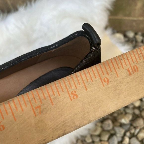 Earthies Rubio Black Gold Leather Hidden Wedge Ballet Flats Flower Shoes Size 7 - Picture 6 of 6